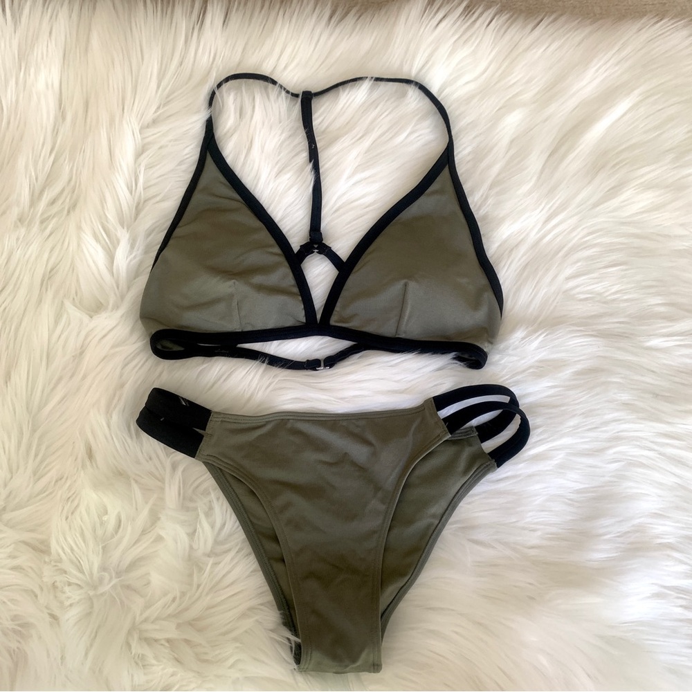 EUC Abercrombie & Fitch 2pc Triangle Bikinis Swimsuit Olive Green Size XS